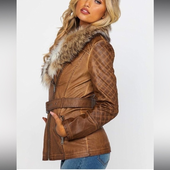 Scully Womens Brown Polyester Faux Fur Jacket - Picture 3 of 11